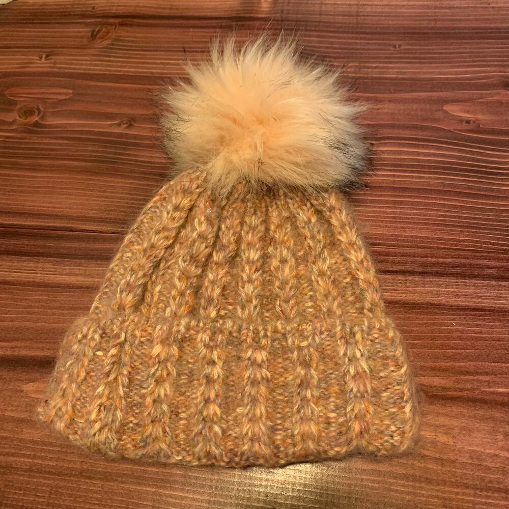Womens Norla Canada Chunky Knit Alpaca Blend Pom Pom Beanie Pink OS EUC!